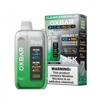 Clear Emerald OXBAR Ice-Nic Control 35K 35000 Puffs Disposable Vape By Pod Juice 5%