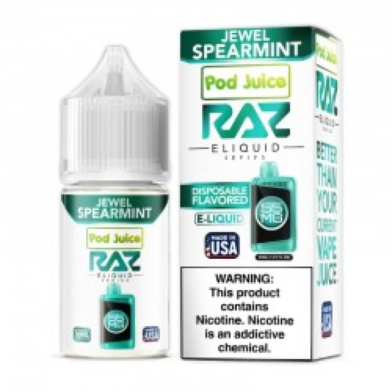 jewel spearmint pod juice raz disposable collab nic salt