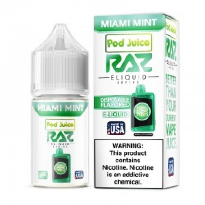 miami mint pod juice raz disposable collab nic salt