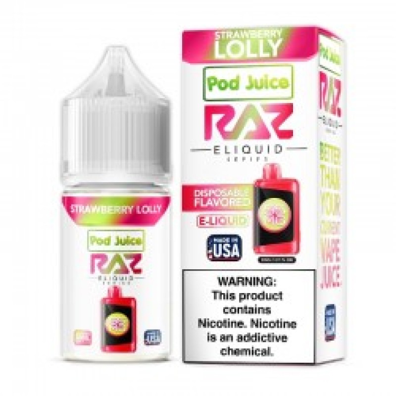 strawberry lolly pod juice raz disposable collab nic salt
