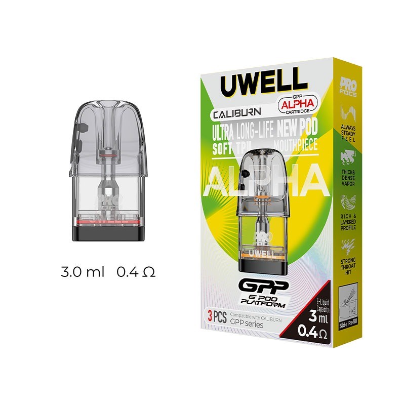 0.4ohm side uwell caliburn gpp alpha pod cartridge