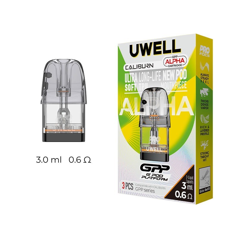 0.6ohm side uwell caliburn gpp alpha pod cartridge