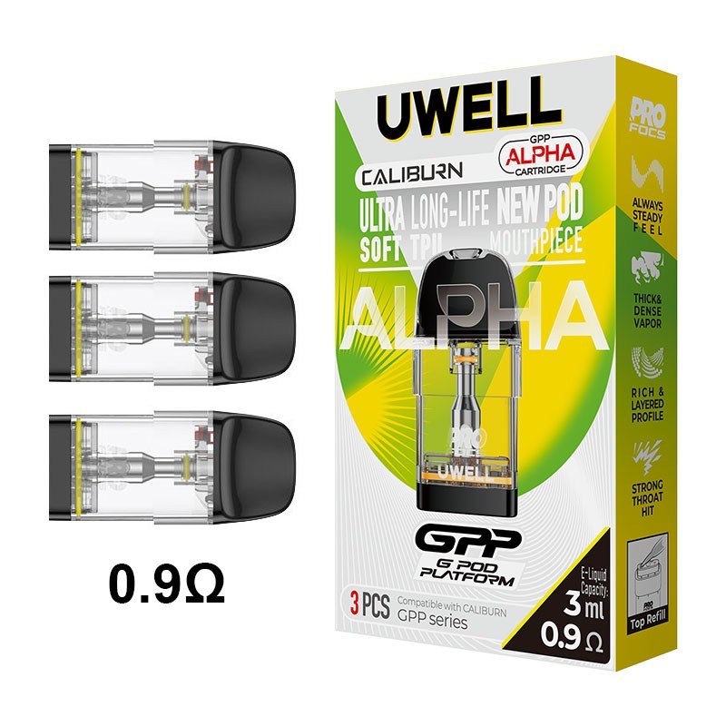 0.9ohm top uwell caliburn gpp alpha pod cartridge
