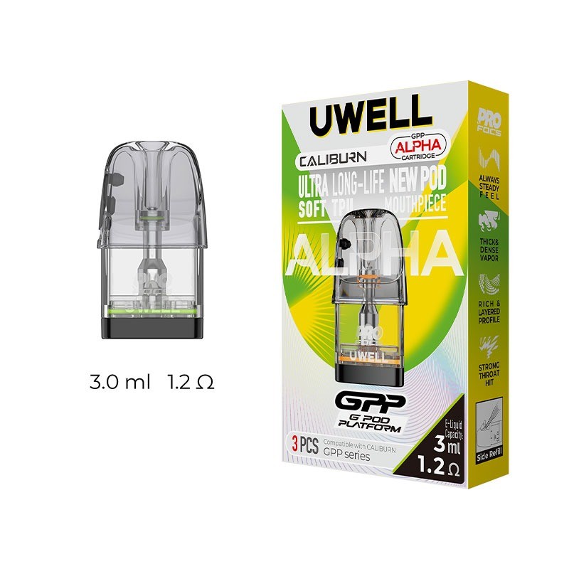 1.2ohm side uwell caliburn gpp alpha pod cartridge