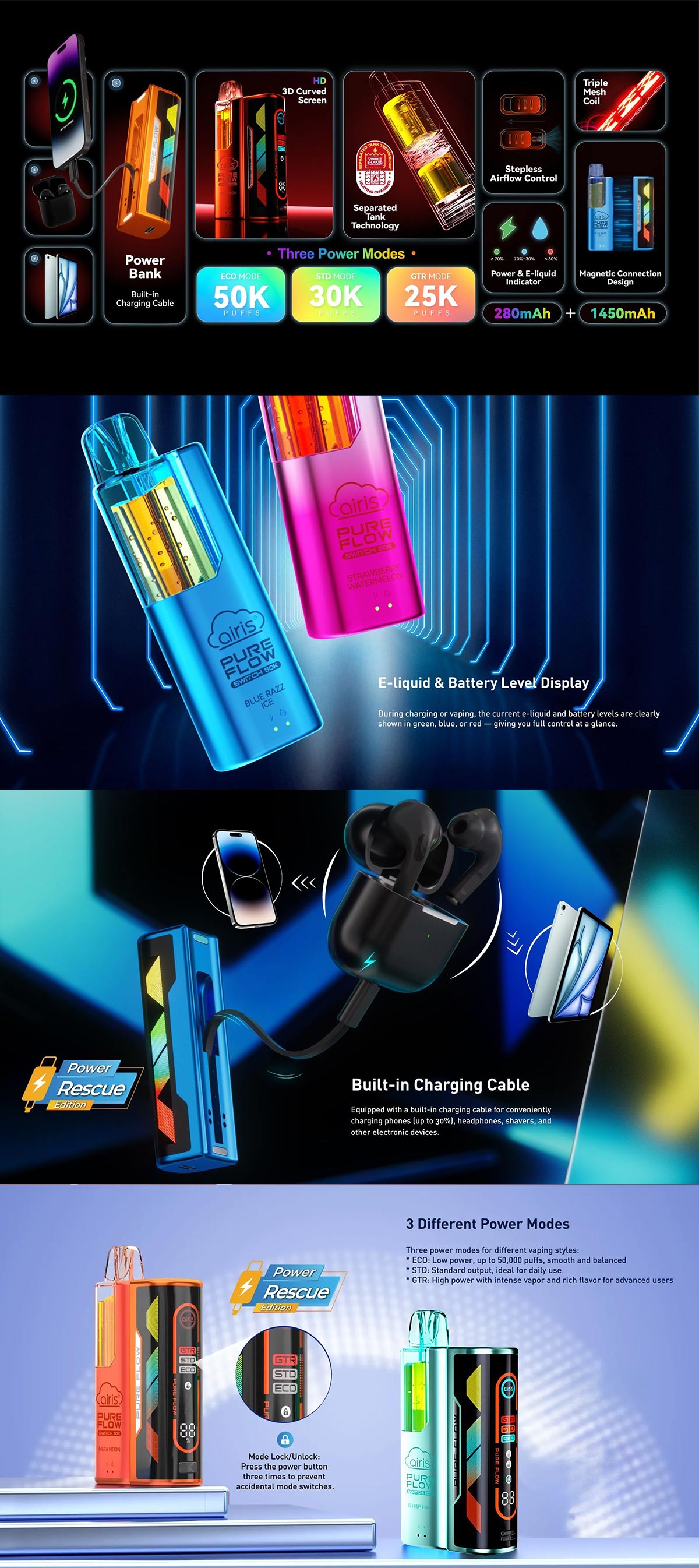 airis pureflow switch 50000 power rescue edition