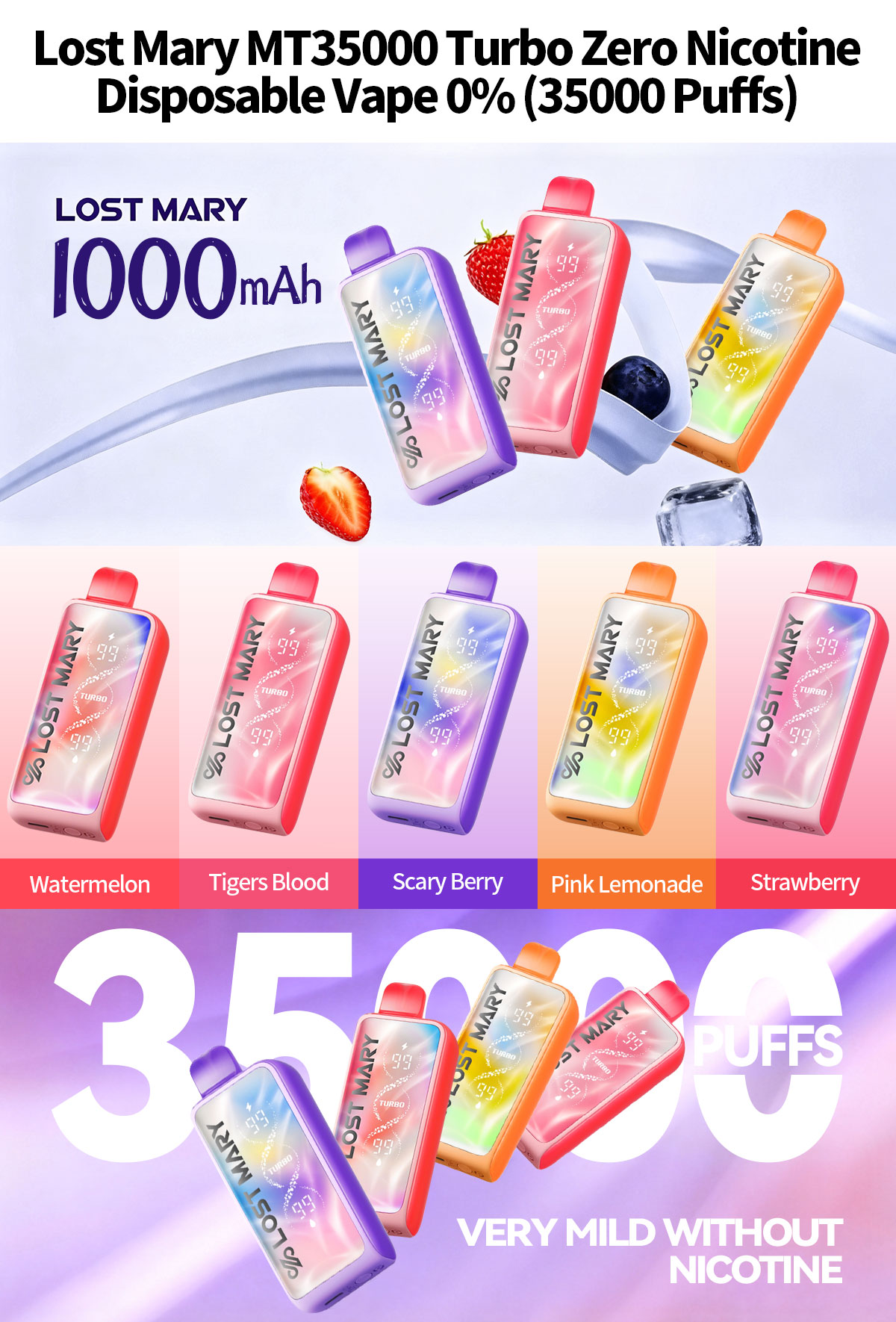 Lost Mary MT35000 Zero Nicotine 35000 Puffs Disposable Vape 1000mAh